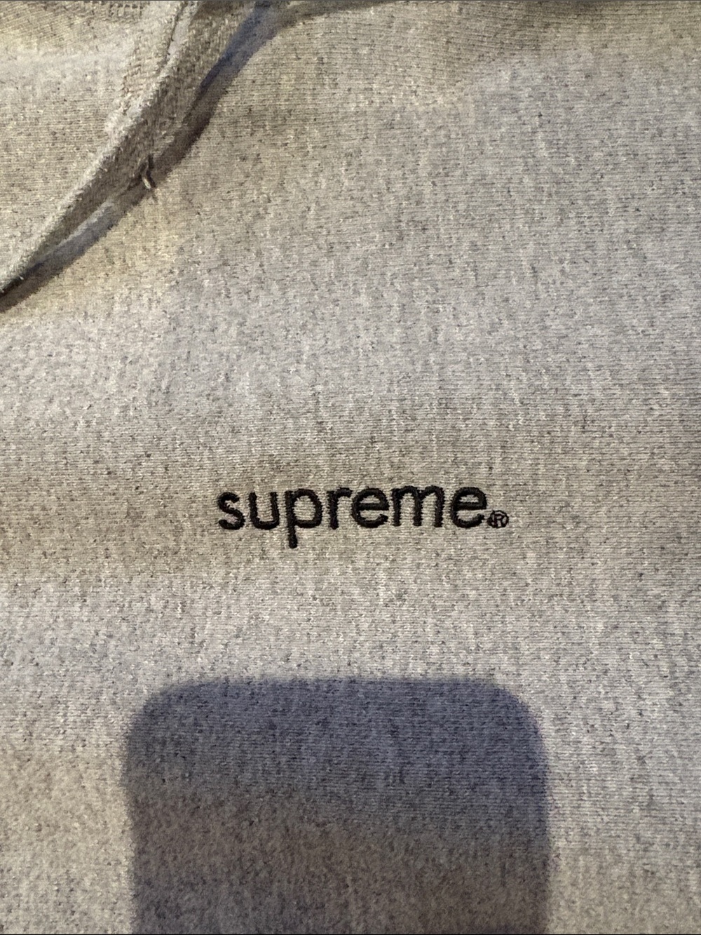 Supreme Light Gray Pullover Hoodie with Small Center Logo - Picture 2 of 3